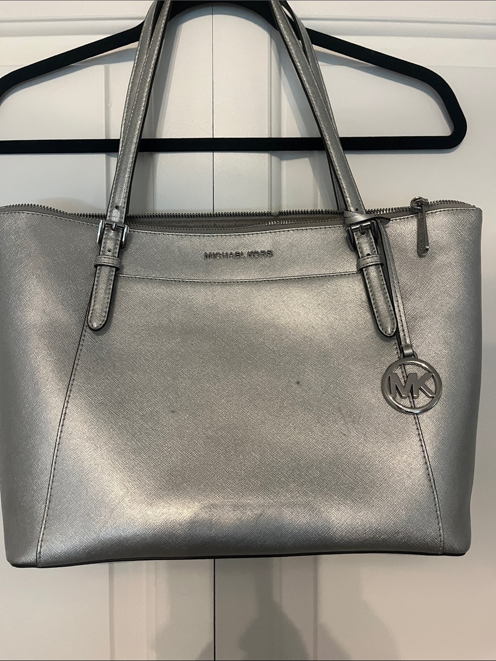 Michael Kors Metallic Silver Saffiano Tote